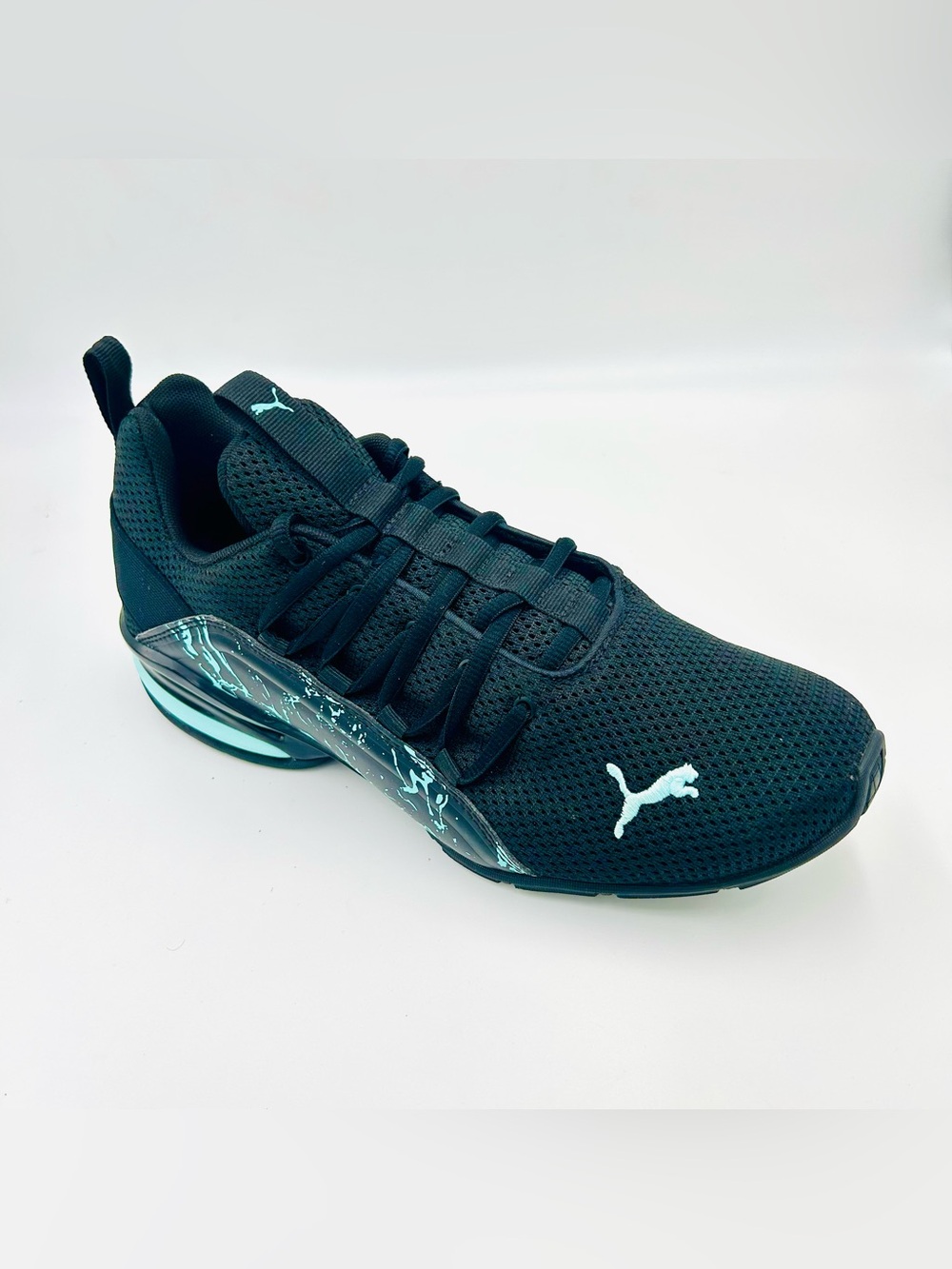 Puma Axelion Marble Training Shoes Women Size 10 Black Aruba Blue Sneakers